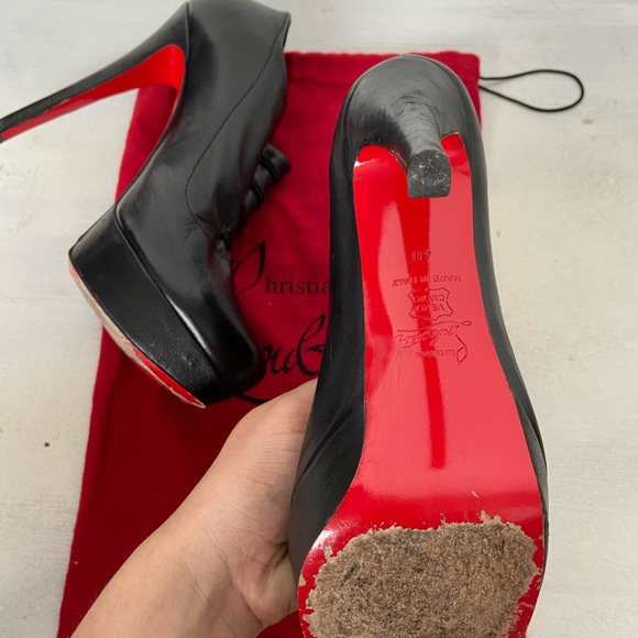 Christian Louboutin Military Black Leather Platform Booties - Picture 8 of 8